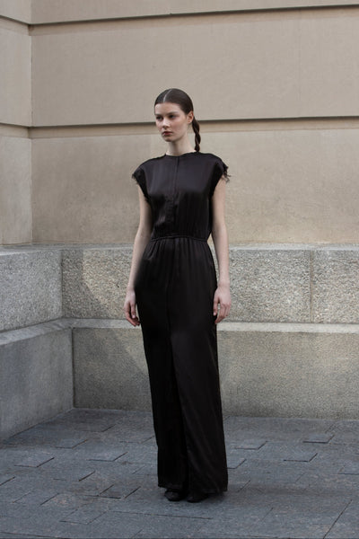 Silk Charmeuse Frayed Dress