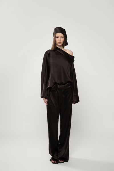 Silk Charmeuse Paperbag Pant